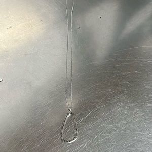 Lucky Brand Silver Tone Black Rhinestone Pendant Necklace- EUC